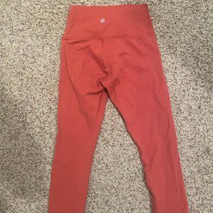Women's Lululemon Orange Cropped Luon Leggings Size 4